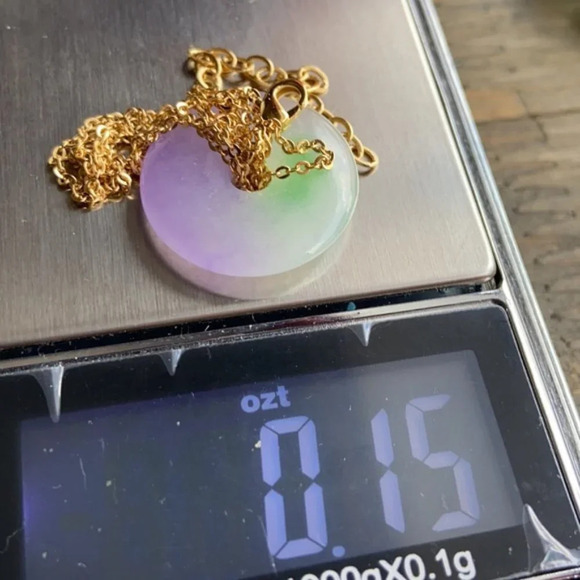 Rainbow jade vermeil gold donut necklace colorful - Picture 3 of 5